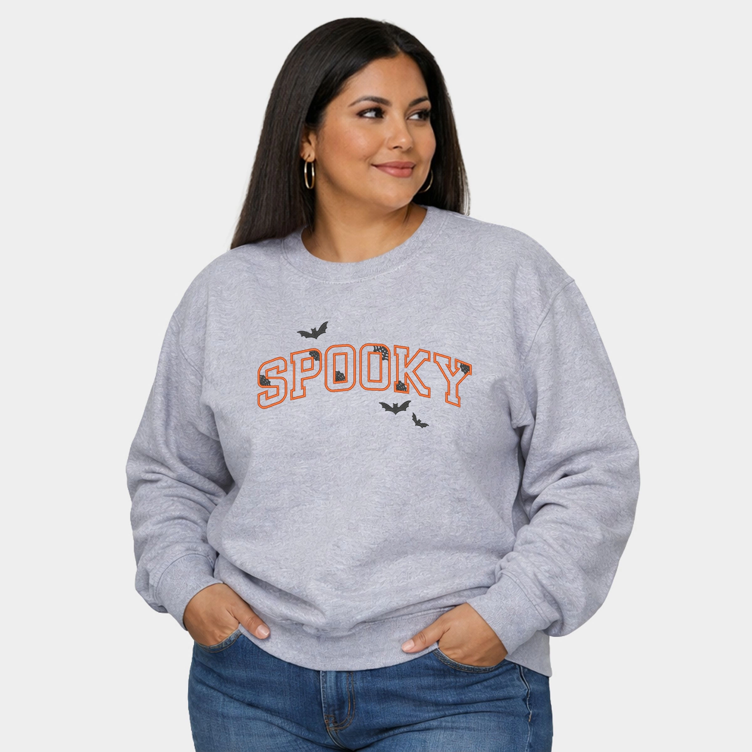 Simply Sage Market - Embroidered Spooky Bats  Women's Plus Sized Graphic Sweatshirt