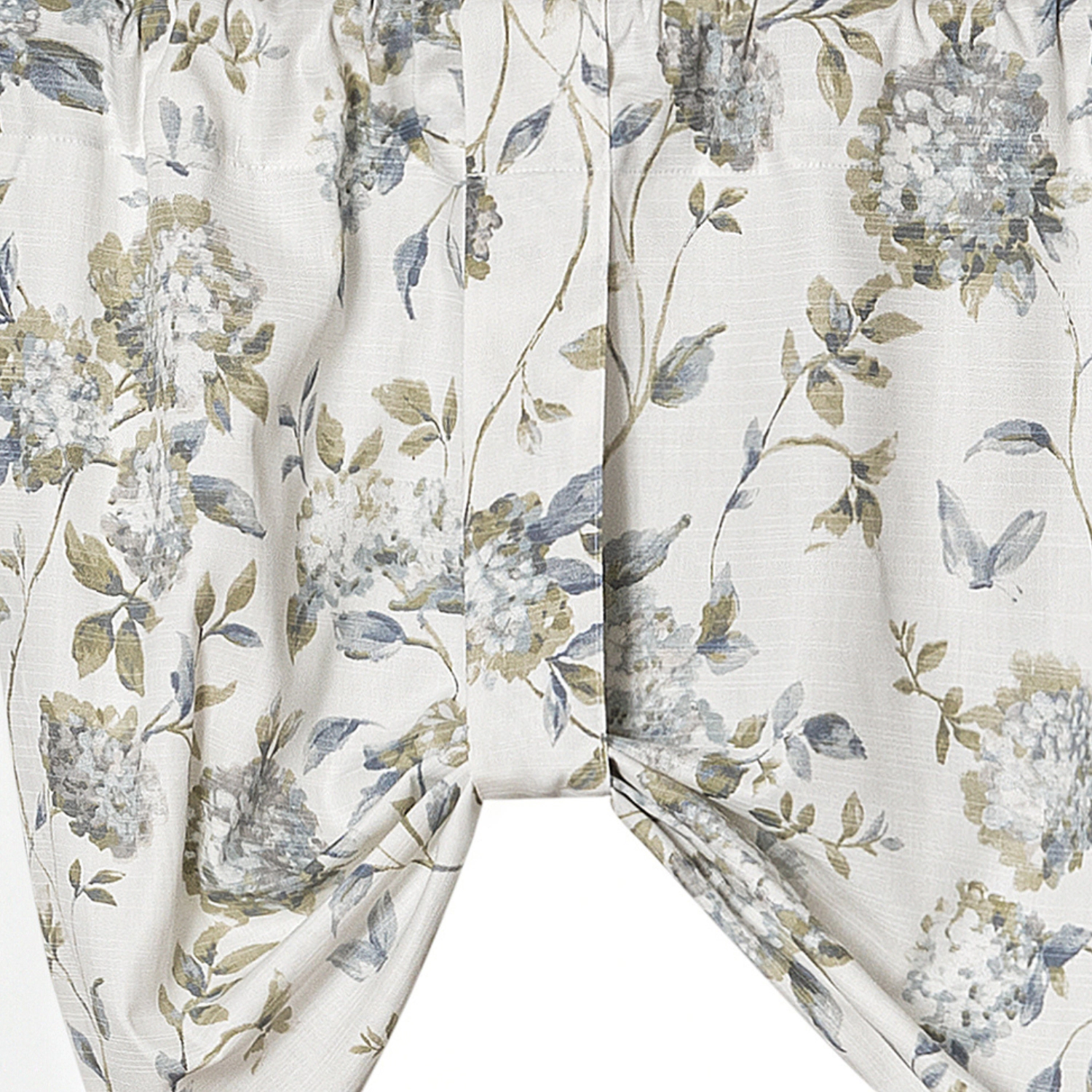 Ellis Curtain 48% Cotton 52% Polyester Abigail Traditional Hydrangea Pattern Tie Up Window Valance 60" x 22" Porcelain