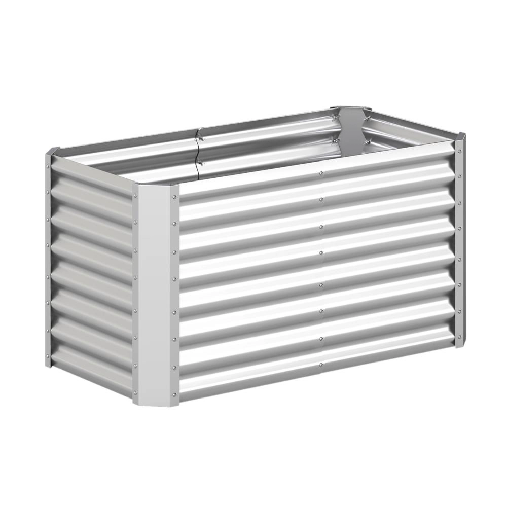 Hivvago Galvanized Raised Garden Bed Rectangular Galvanized Metal Planter Box