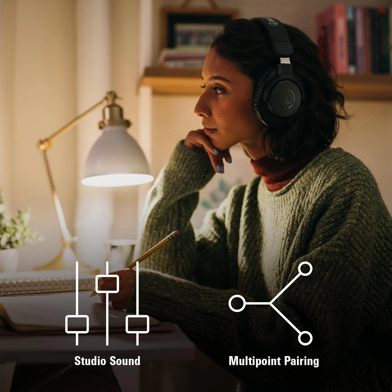 Audio-Technica AT-M20XBT-BLK On-Ear Bluetooth Wireless Headphones