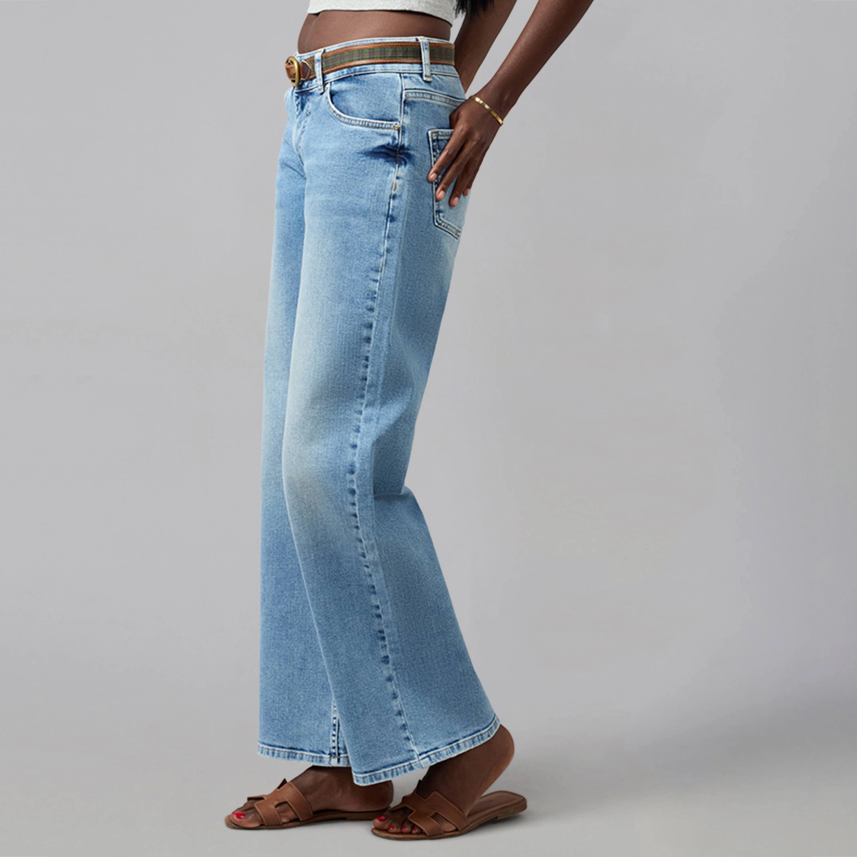 Lola Denim Womens Miro Mid Rise Comfort Straight Jeans