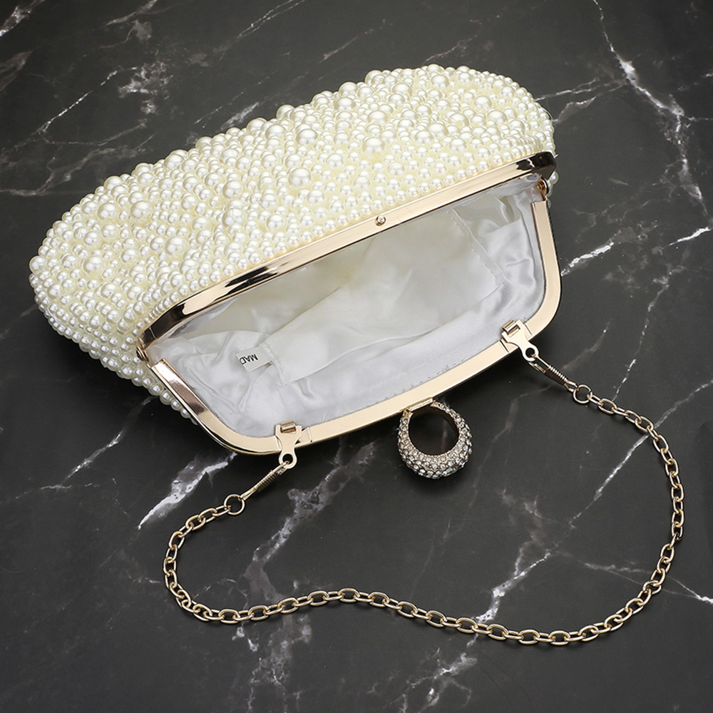 Fashnzfab Pearl Embellished Evening Clutch Bag / Crossbody Bag