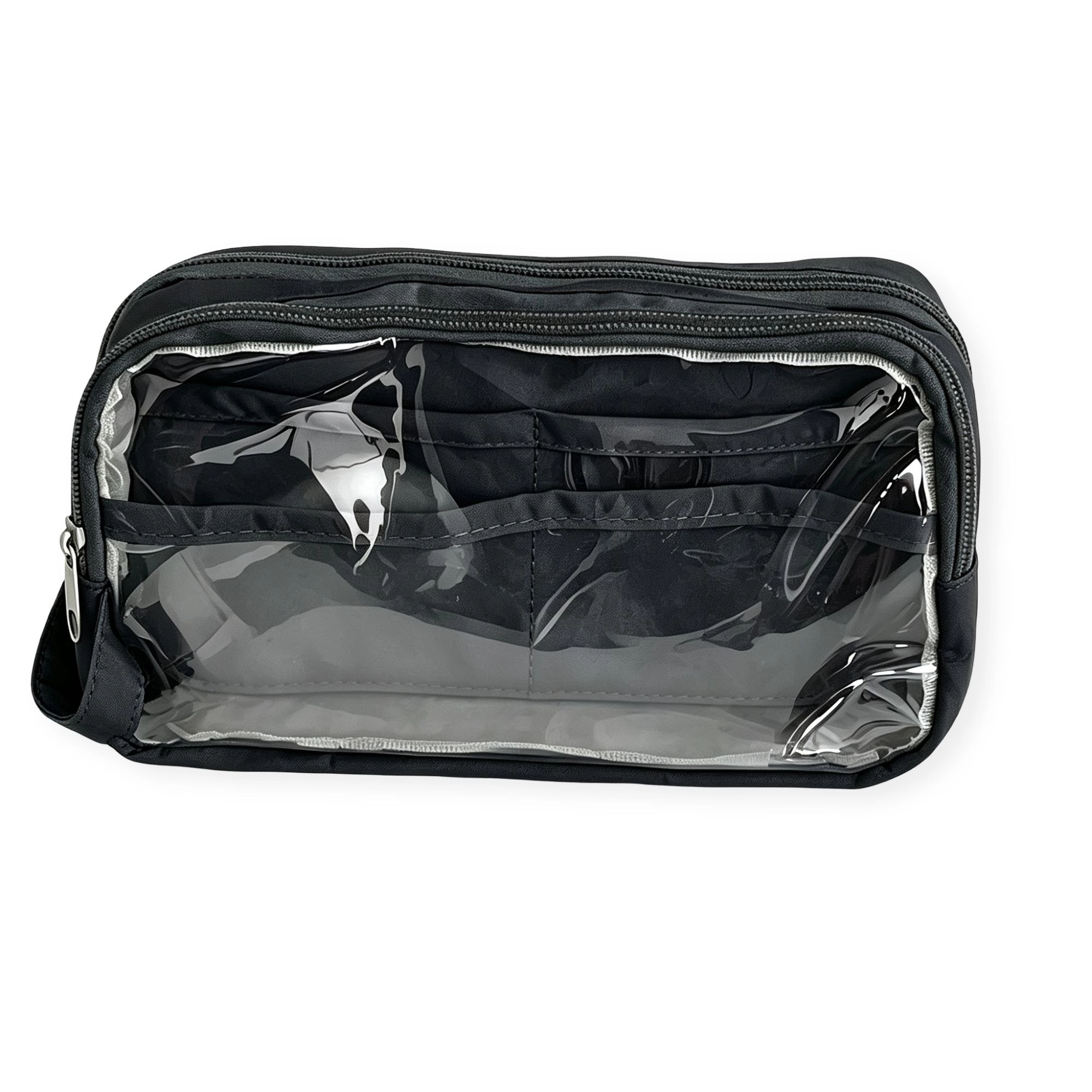 Alilang Women Large Capacity Clear Pencil Case Double Compartment Zipper Pouch with Handle