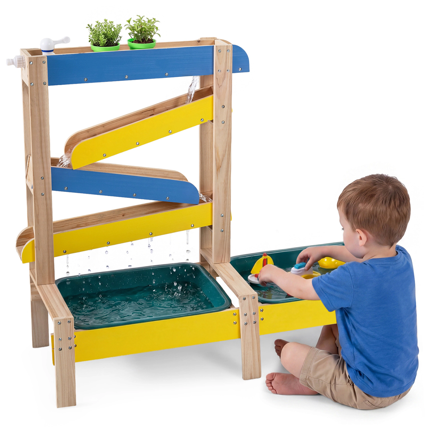 LJG Sand and Water Table for Toddlers with 2 Water Basins