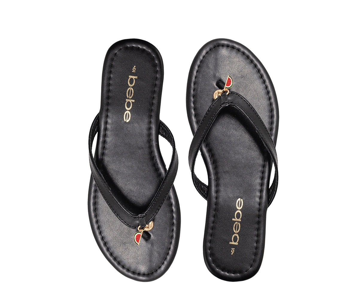 bebe Women's Fat Sandals with Watermelon Charm