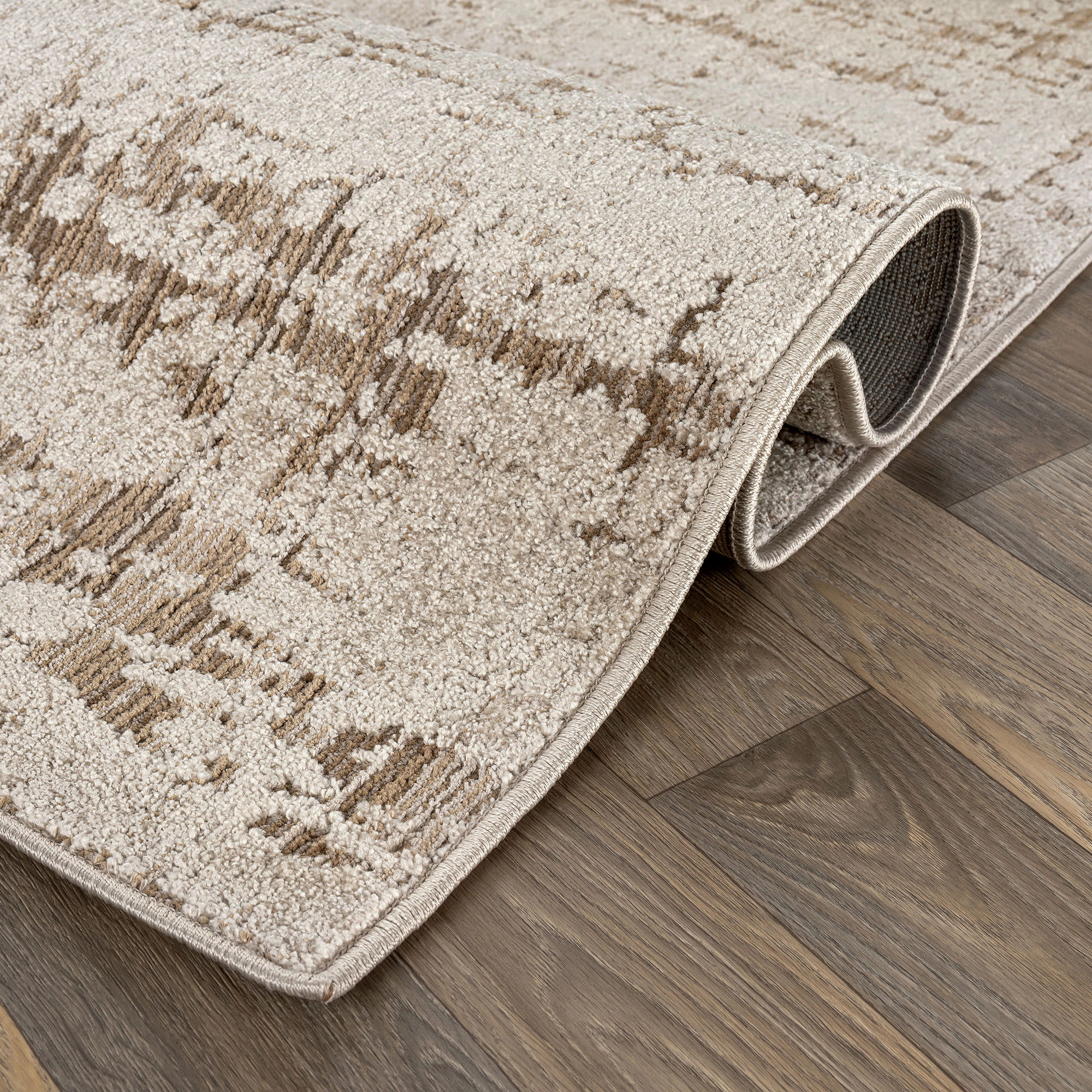 World Rug Gallery Textured High-Low Indoor Area Rug, Neutral Design, Jute Backing, Entryway Rug, Easy-Care