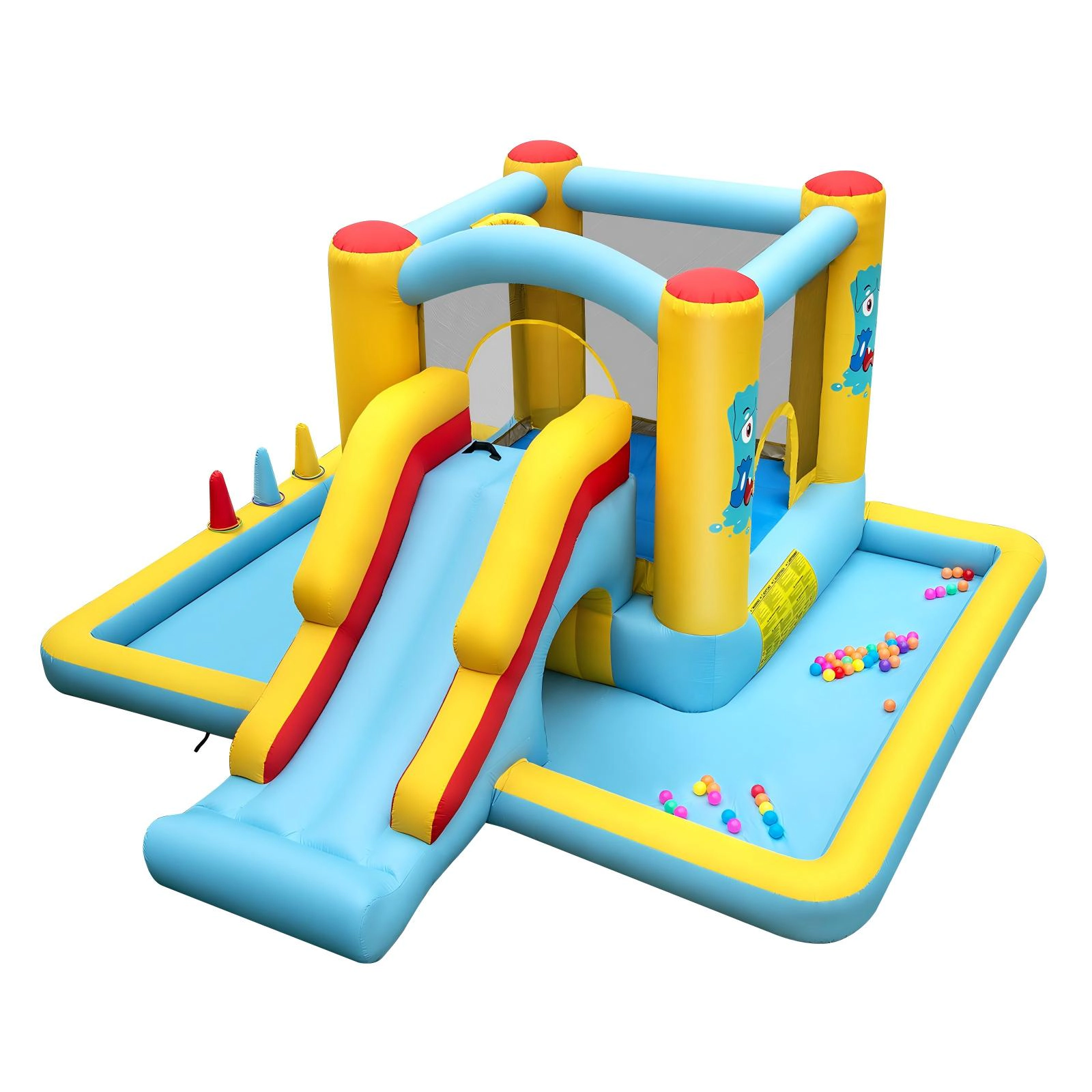 SUGIFT Slide Tunnel and Ball Pit Blower Not Included 7-in-1 Kids Inflatable Bouncy Castle