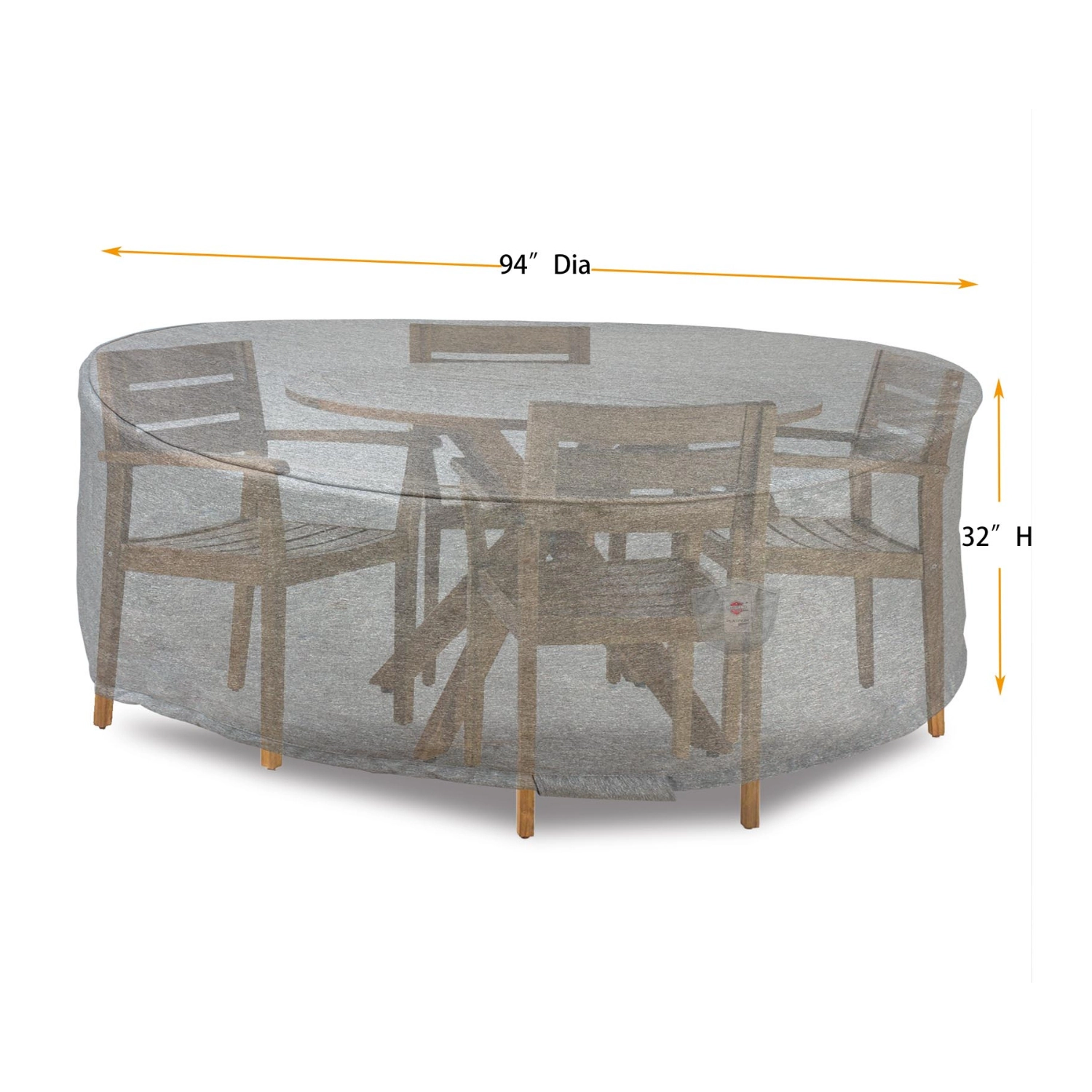 Summerset Shield Platinum 3-Layer Water Resistant Outdoor Dining Set Round Cover - 94x32", Grey Melange