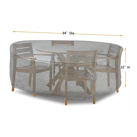 Summerset Shield Platinum 3-Layer Water Resistant Outdoor Dining Set Round Cover - 94x32", Grey Melange