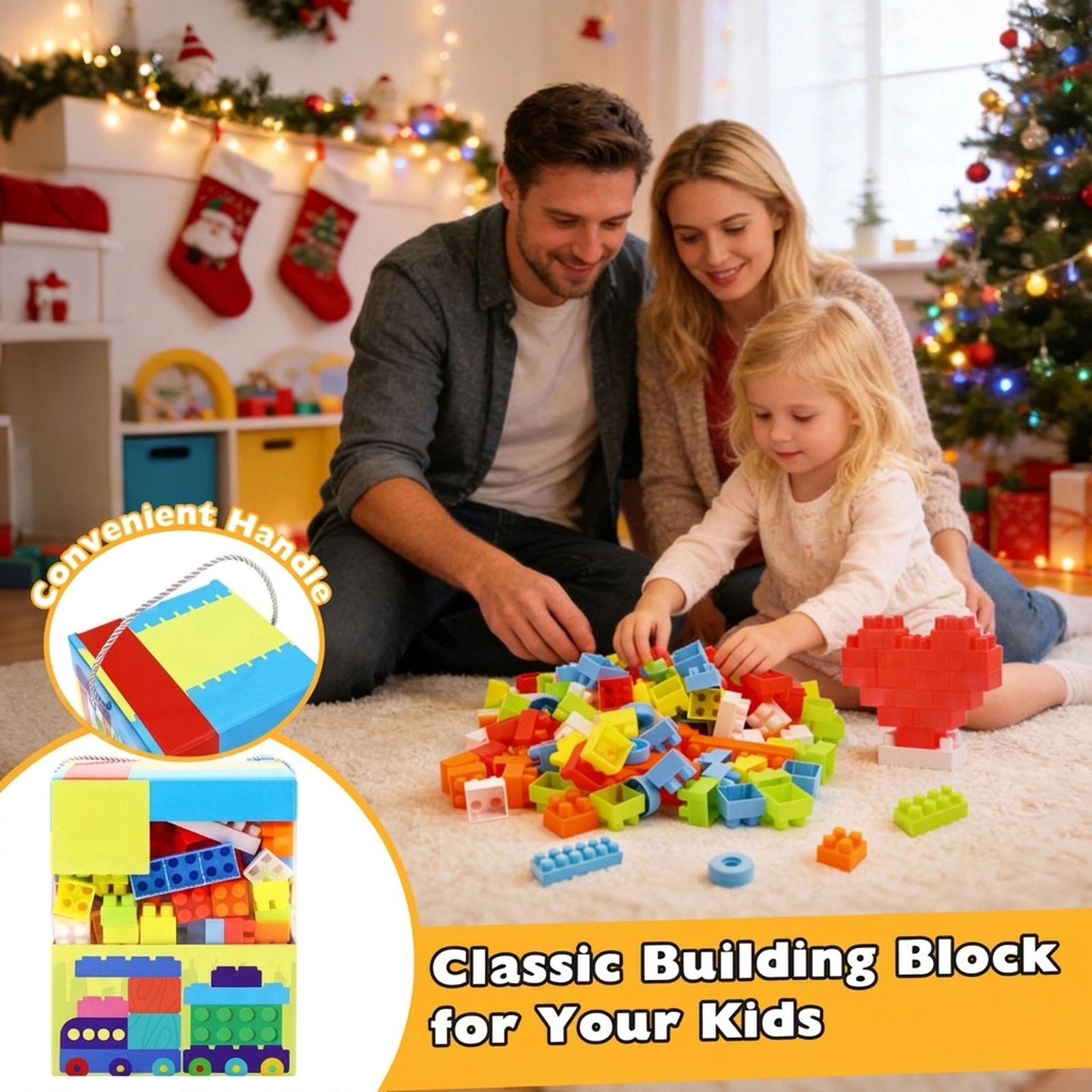 SUGIFT 150-Piece STEM Montessori Toddler Building Blocks Toy Set with Wheel Packs and Carry Handle Box