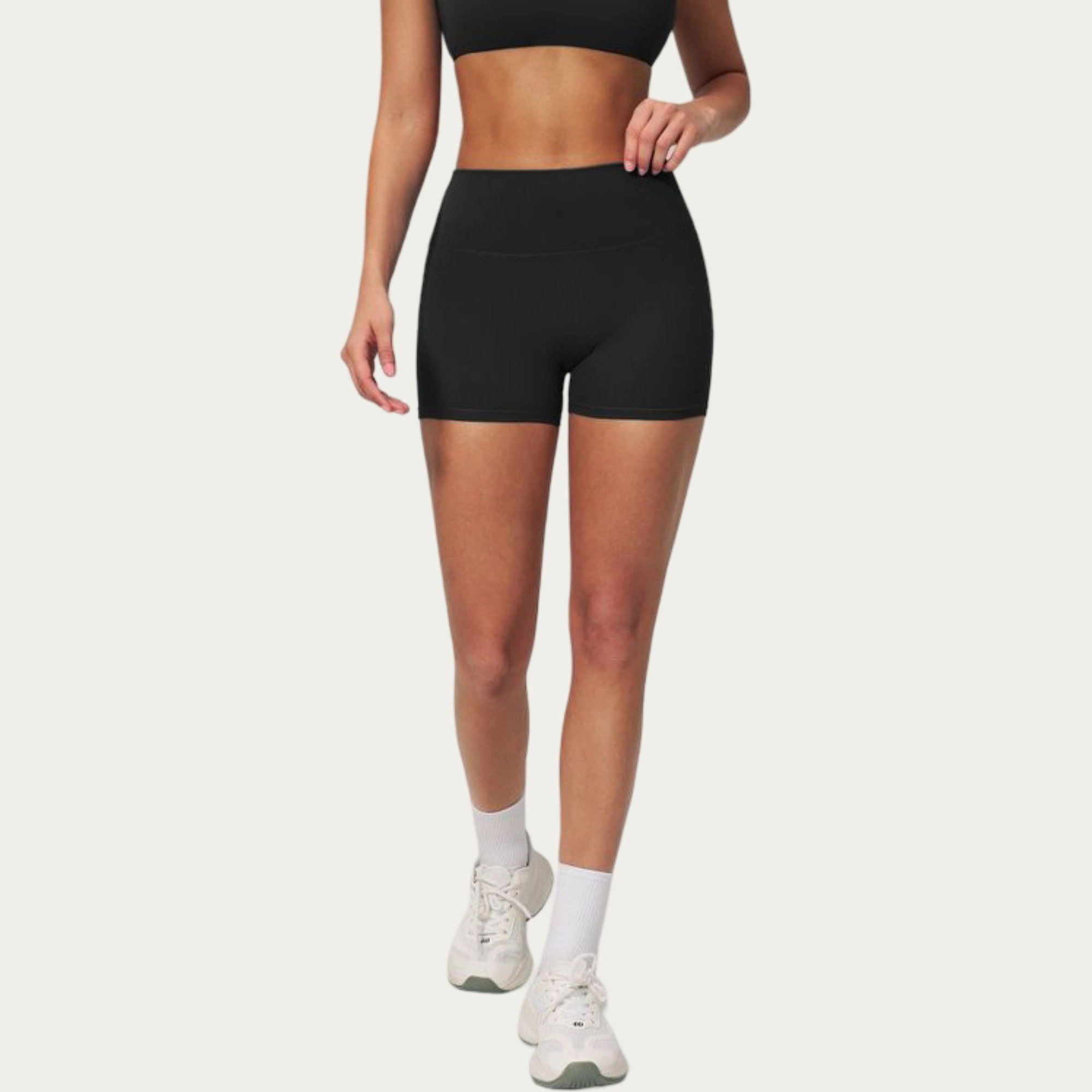 Anna-Kaci Women's High Waist Mini Biker Shorts with Smooth Stretch Fabric and Seam Detail