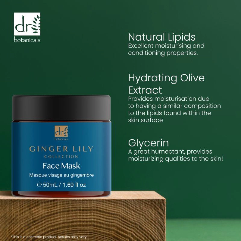 Dr Botanicals Gingerlily Mask 50ml, Hydrating Radiance Mask for Normal to Dry Skin