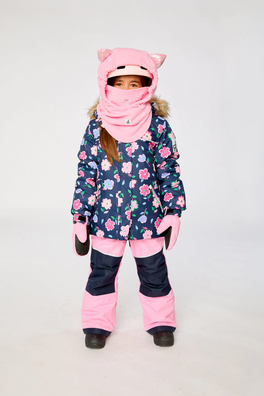 Deux par Girls Floral Print Two Piece Discover Snowsuit with Hooded Jacket and Snow Pants