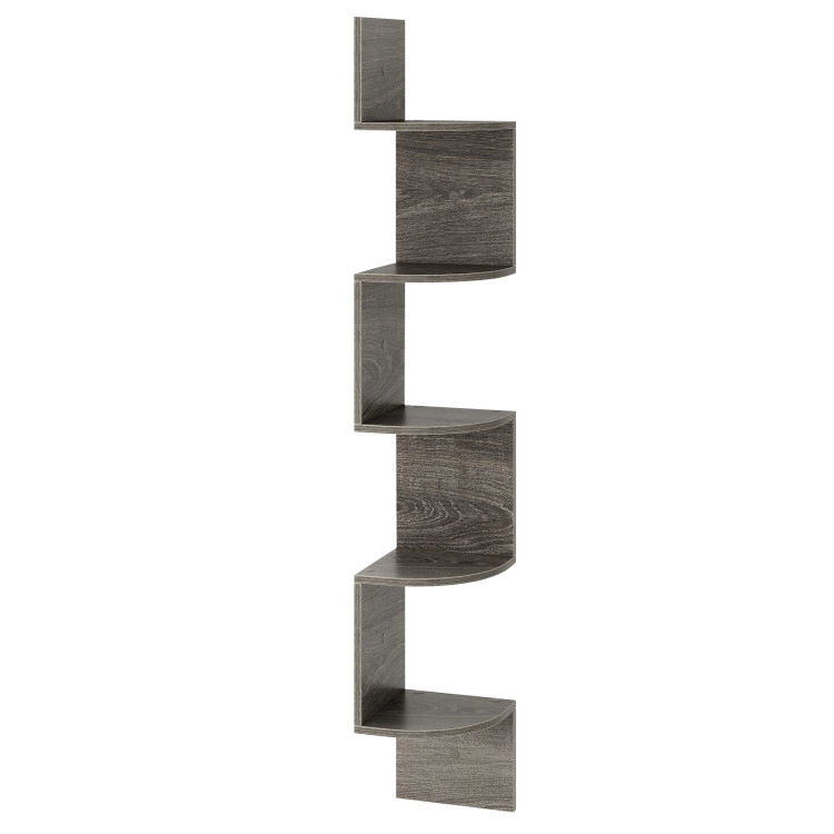 Hivvago 5-Tier Corner Shelf Floating Bookshelf Wall Mounted Storage Organizer