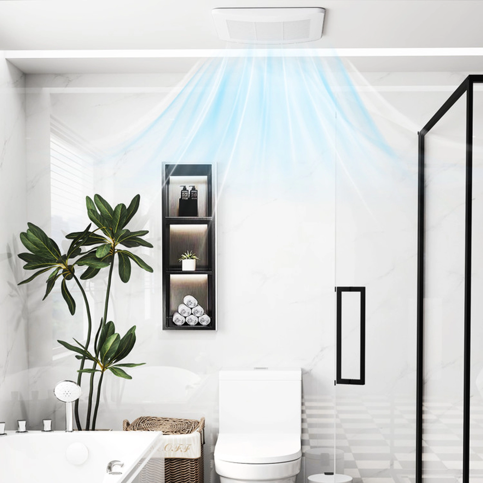 SUGIFT White Ceiling Mount Bathroom Exhaust Fan with 4-in Duct 50/80/110-CFM 18.3-in W 13.4-in D 4.9-in H