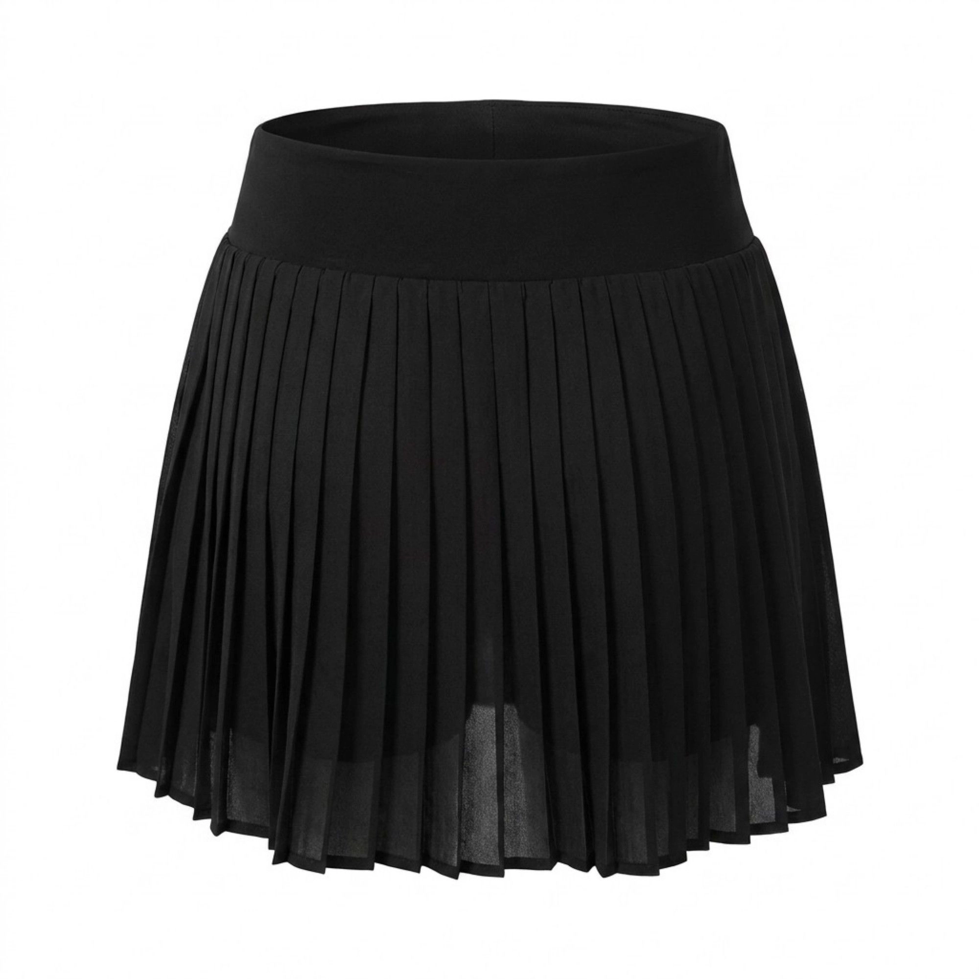 Anna-Kaci Women's High-Waist Pleated Athletic Skort with Sheer Overlay Wide Waistband and Built-In Shorts