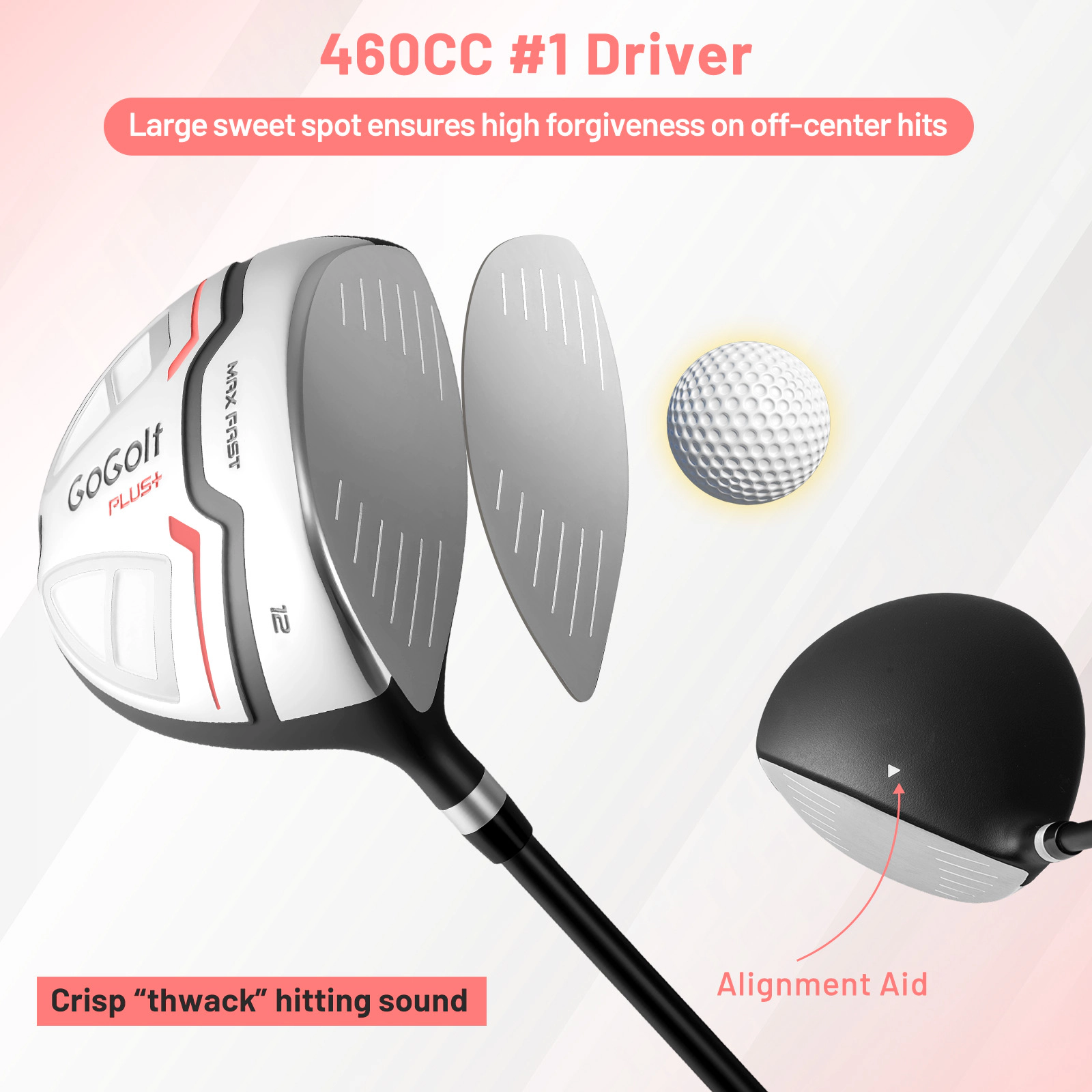 12-pc Womens Complete Golf Club Set Right Handed Driver Fairway Wood Hybrid 7 Irons Putter Stand Bag Red