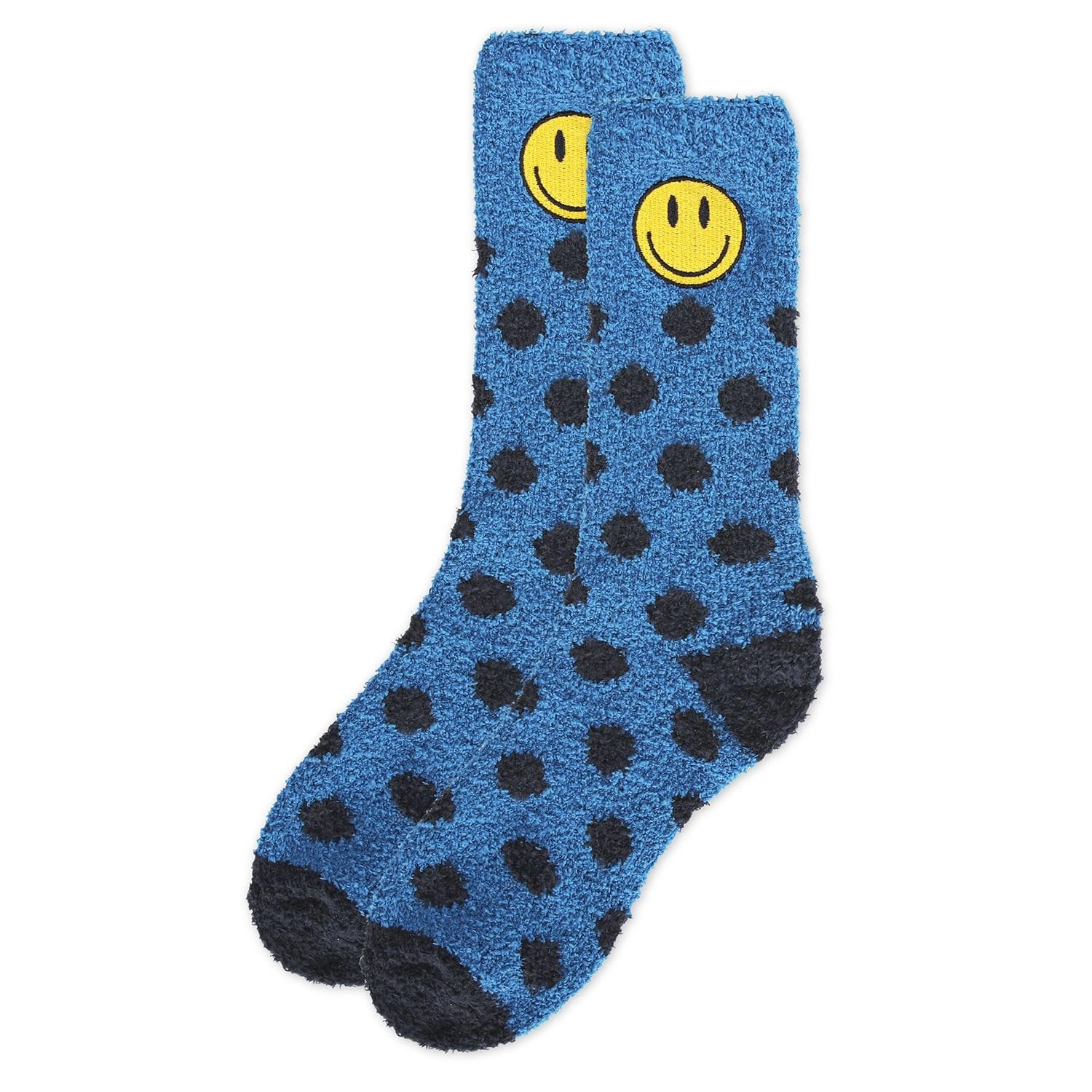 MeMoi Men's Polka Dot Smiley Face Embroidery Cozy Crew Socks