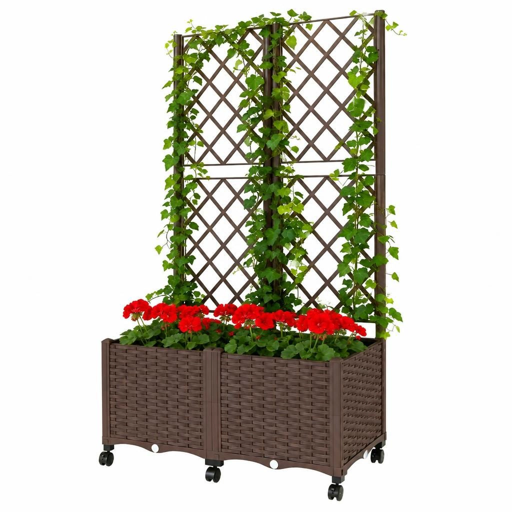 WOW PIONEER Tall Freestanding Garden Planter for Flowers Herbs Shrubs Vegetables Patio Balcony Yard Entryway
