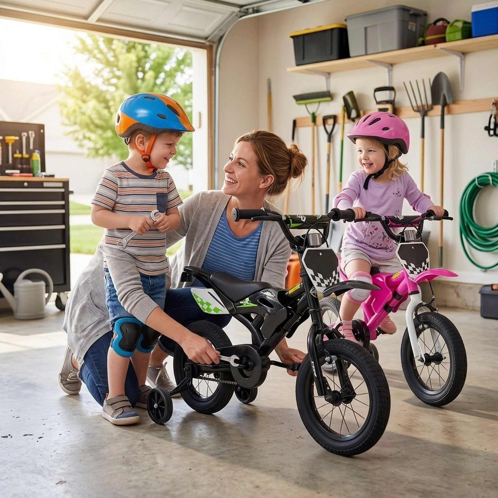 12-in Kids Bike with Number Plate Race Graphics Training Wheels Bell and Reflectors for Ages 3-4 Pink Bicycle