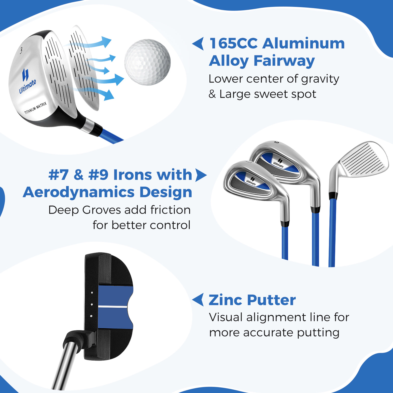 LJG Complete Golf Club Set for Children Age 11-13