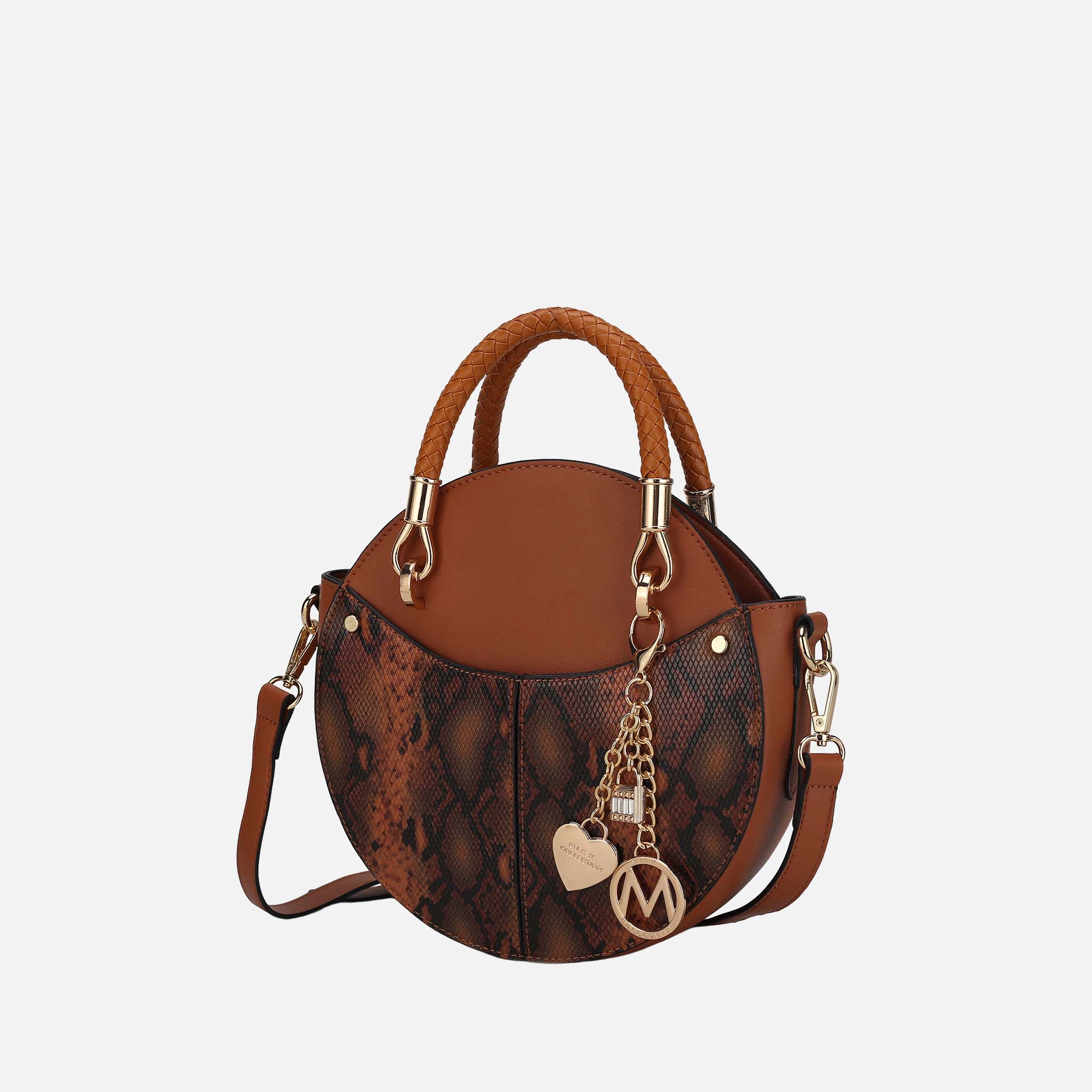 MKF Collection Camille Women’s Round Crossbody Bag - Snake Embossed Vegan Leather Shoulder Bag