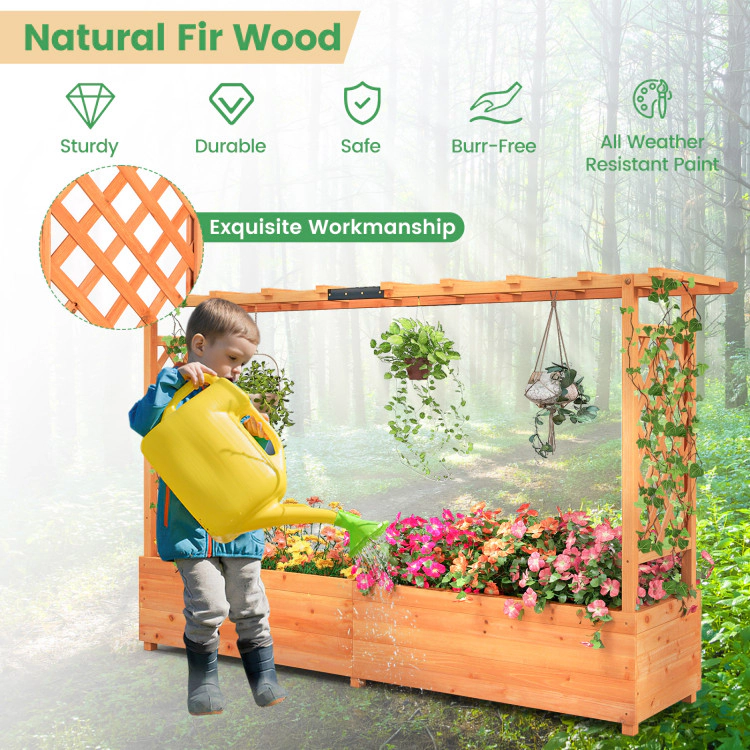 Hivvago Raised Garden Bed with Side Trellis Hanging Roof and Planter Box
