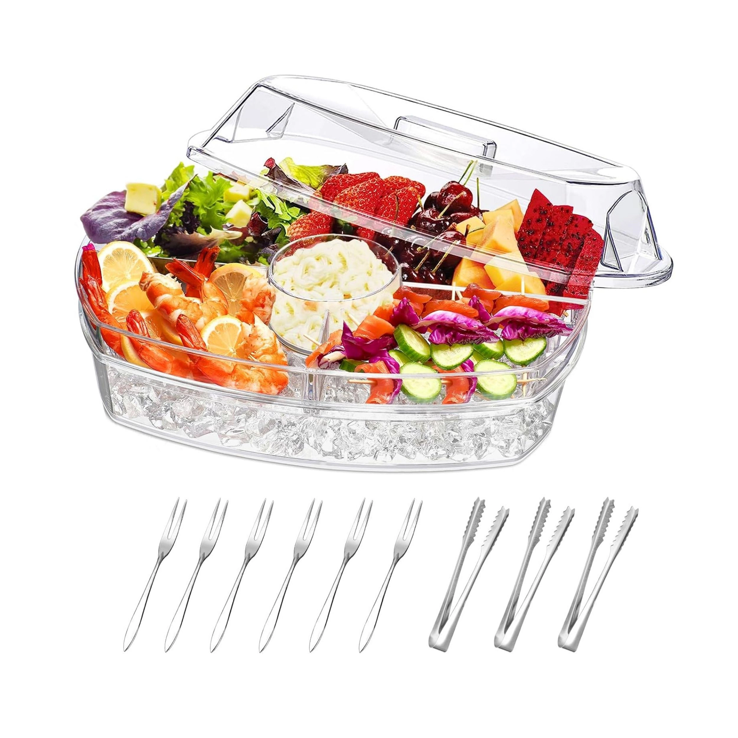 Stock Preferred Chilled Serving Platter with Lid and Ice Tray for Appetizers