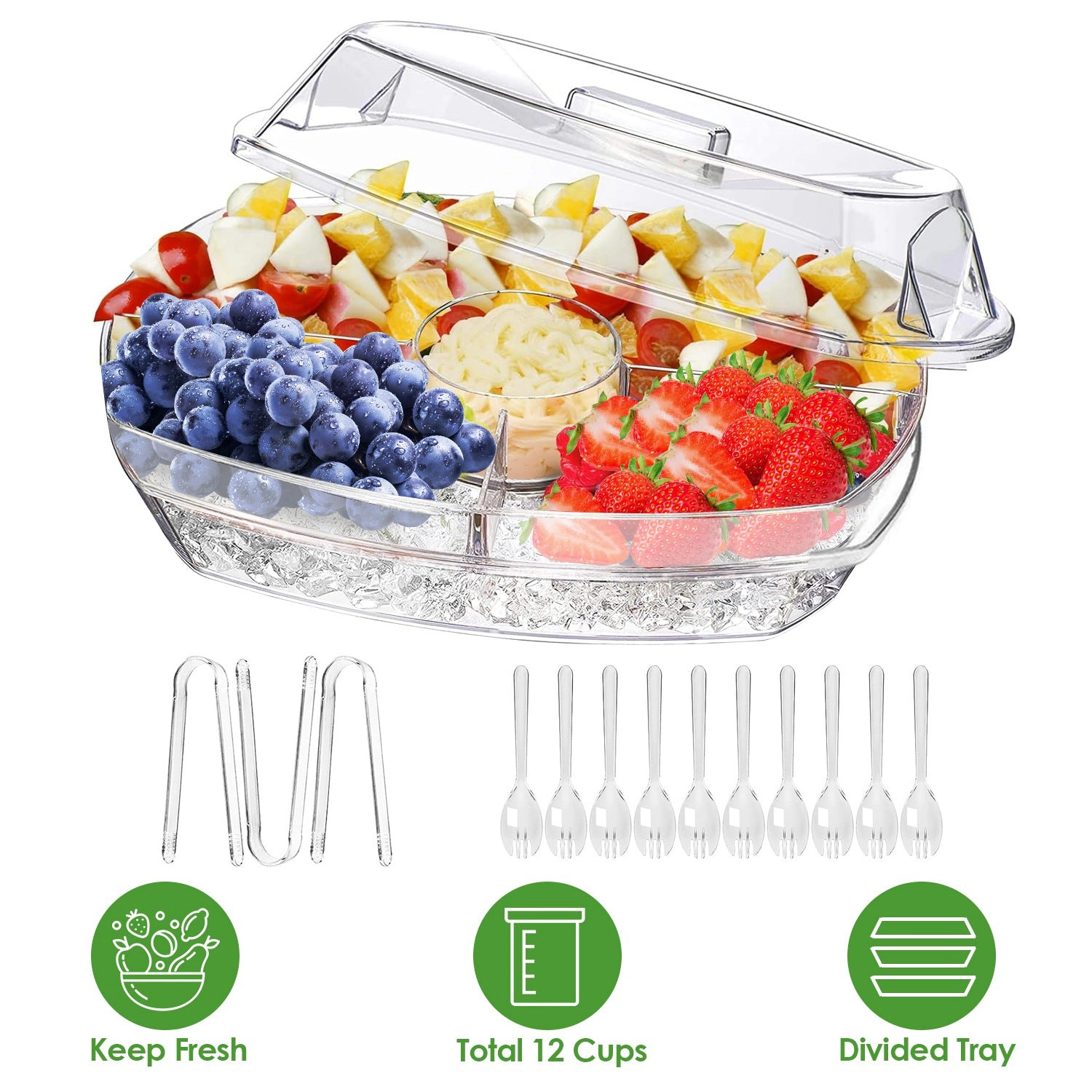 GBruno 4-Compartment Chilled Serving Tray With Lid