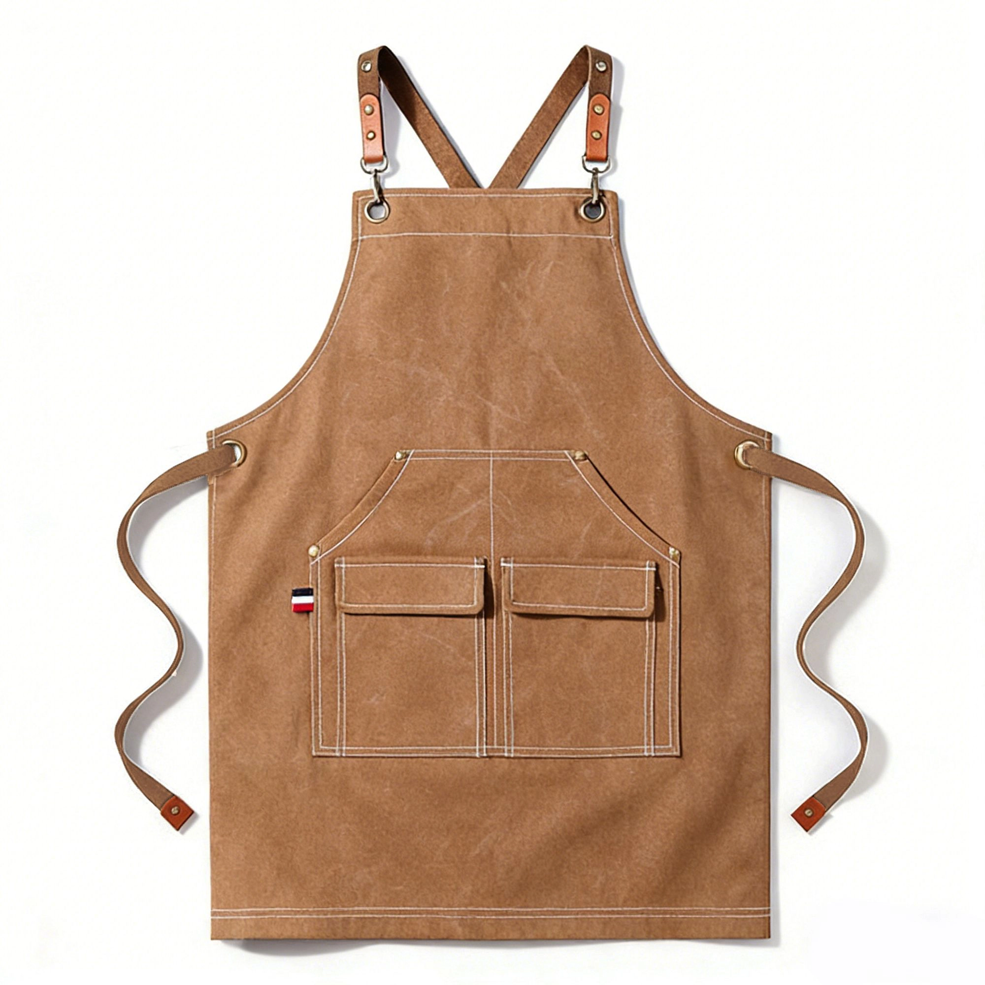Alilang Women Cotton Kitchen Apron with Adjustable Cross Back Straps Multi Pocket Cooking