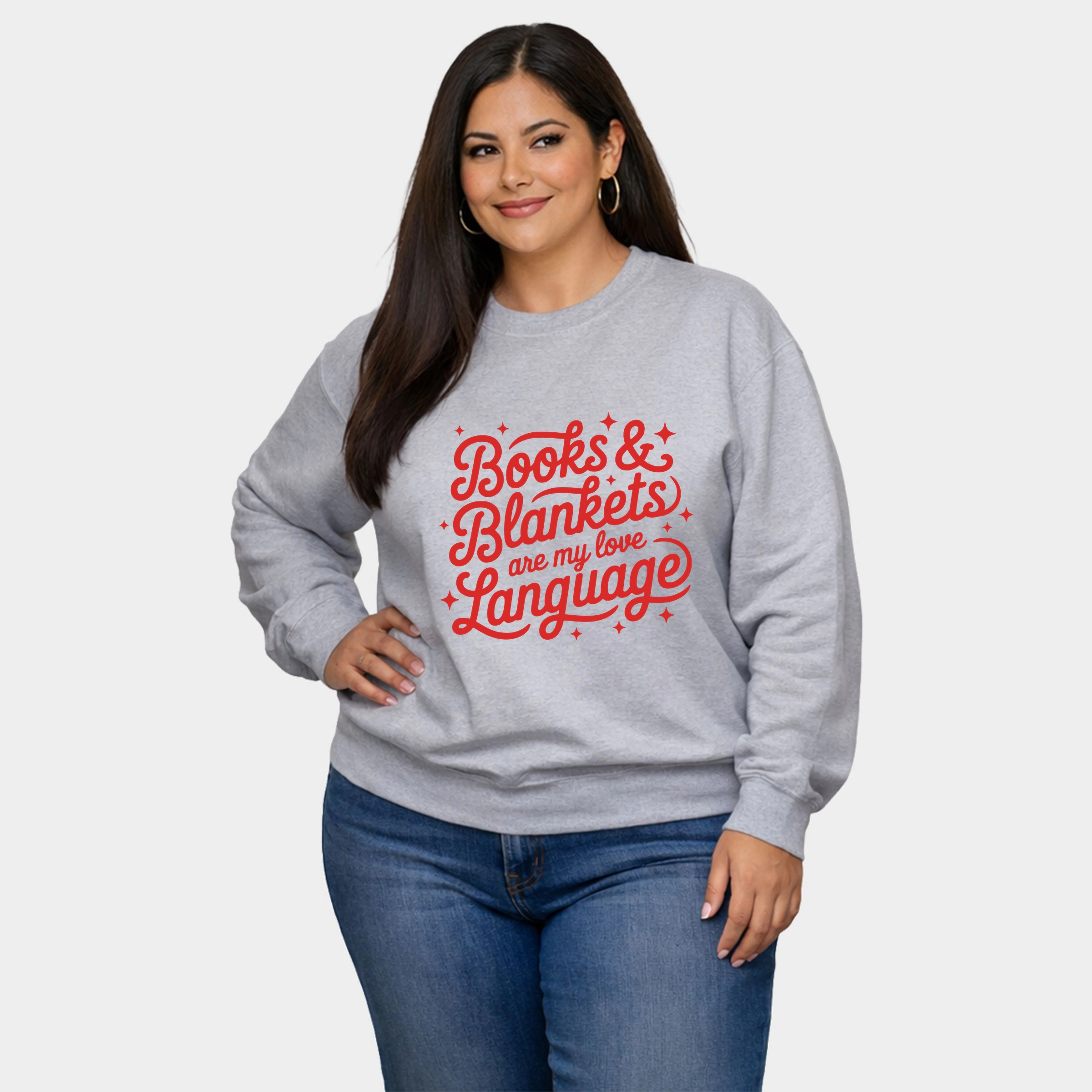 Simply Sage Market - Books & Blankets Are My Love Language  Women's Plus Sized Graphic Sweatshirt