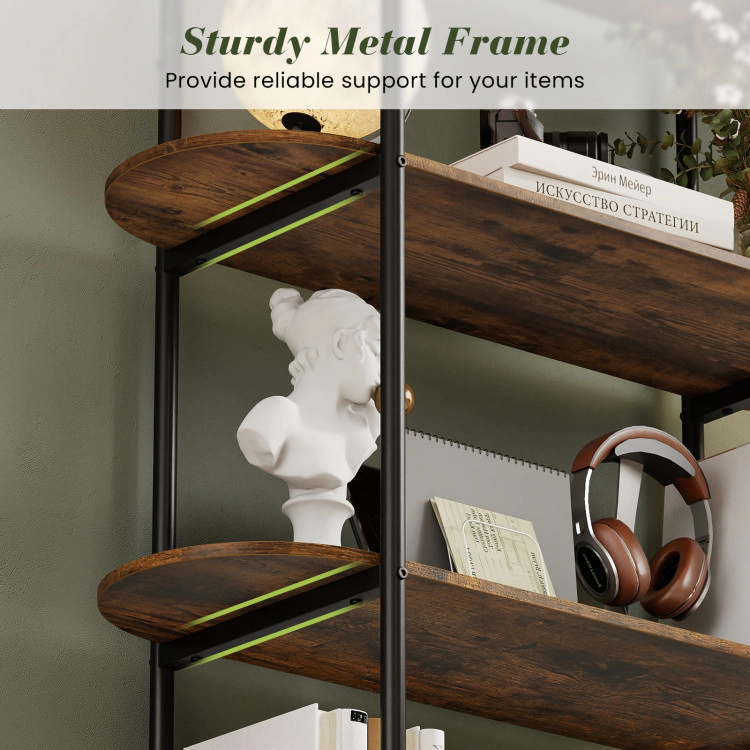 Hivvago 4-Tier Open Bookcase with Sturdy Metal Frame for Living Room