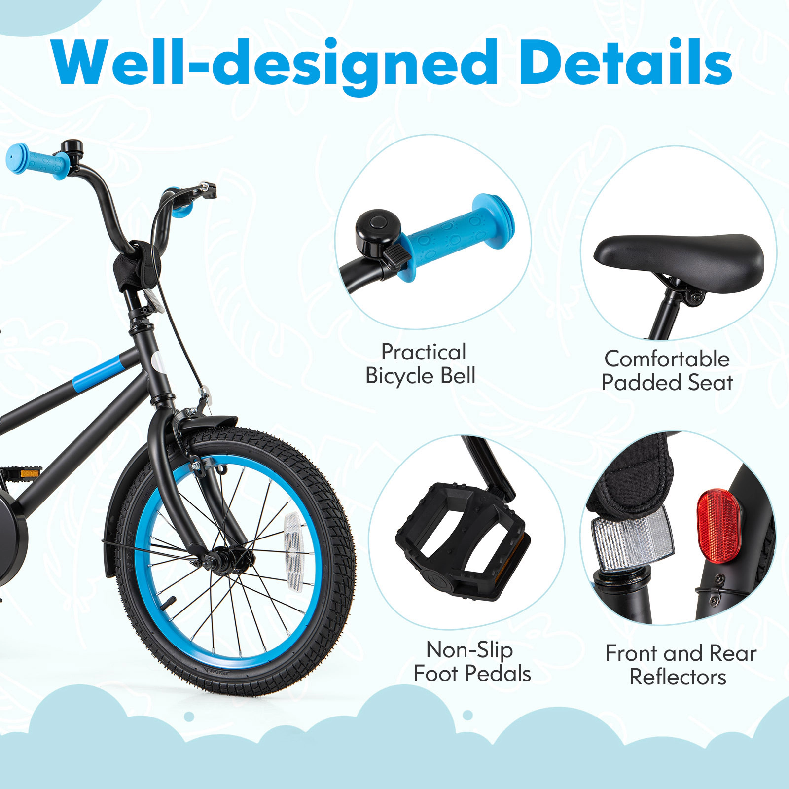 LJG Kids Bike with Adjustable Handlebar and Saddle