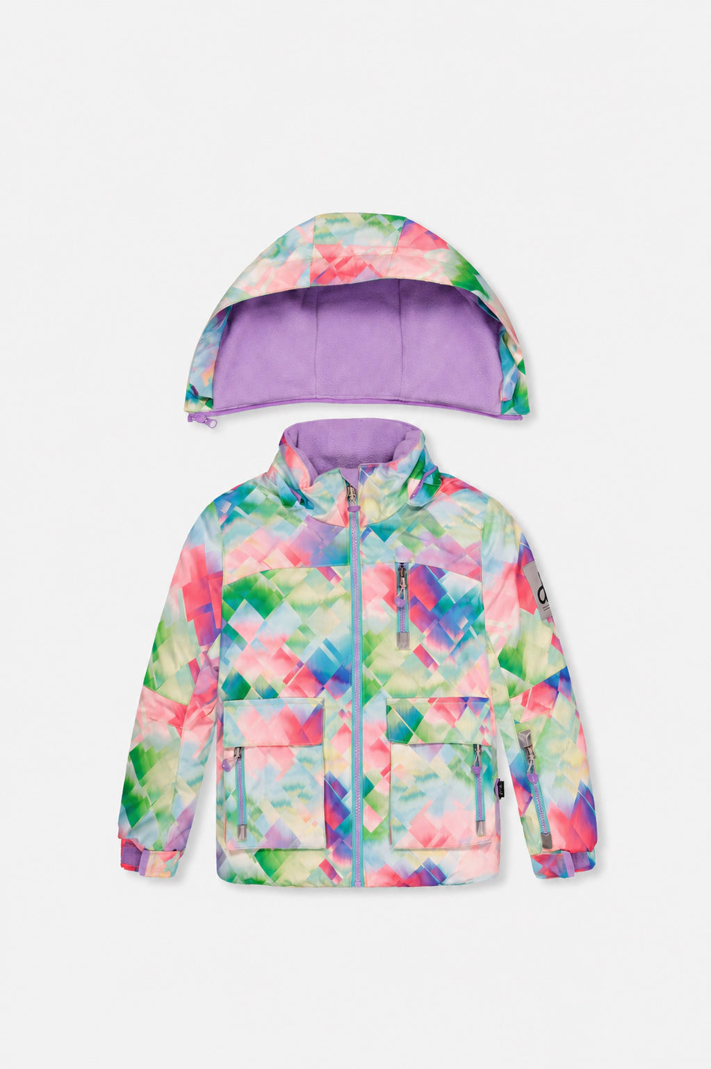 Deux par Girls Diamond Print Two Piece Play Snowsuit with Hooded Jacket and Snow Pants