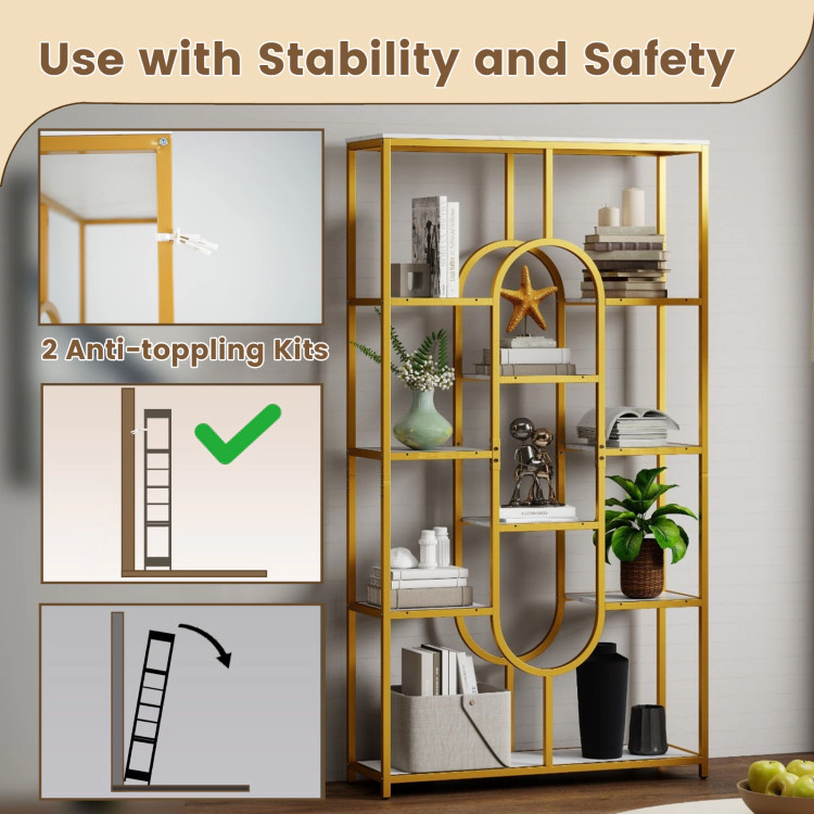 Hivvago Tall Open-Back Bookshelf with Five Spacious Shelves