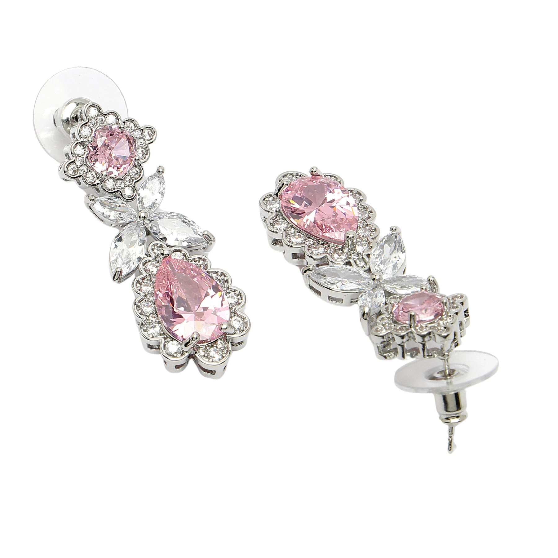 AGP PARIS Womens Diva Beautiful Floral Geometric Zirconia Drop Earrings