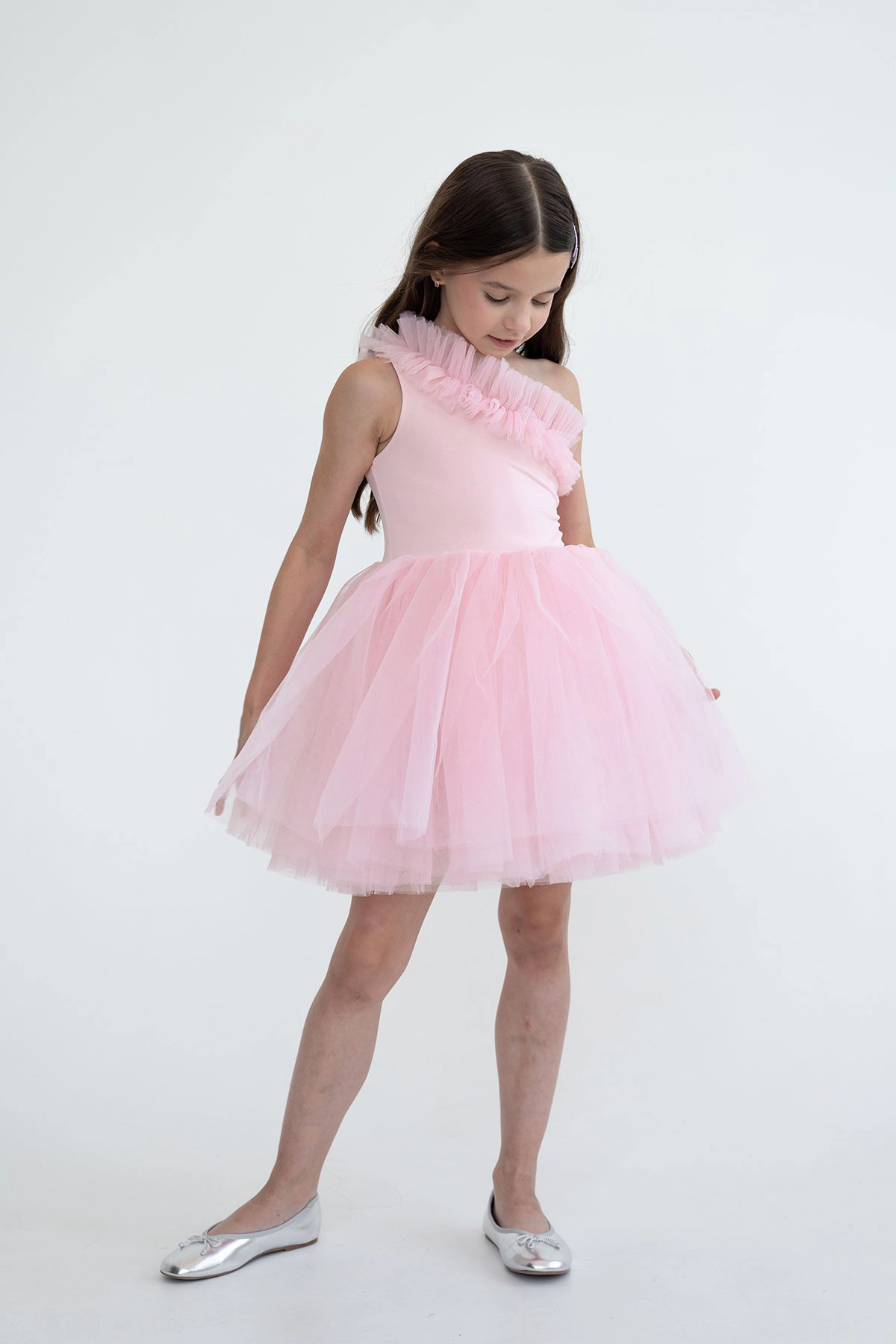 Mini Celebrities Girls One Shoulder Ruffle Tutu Dress