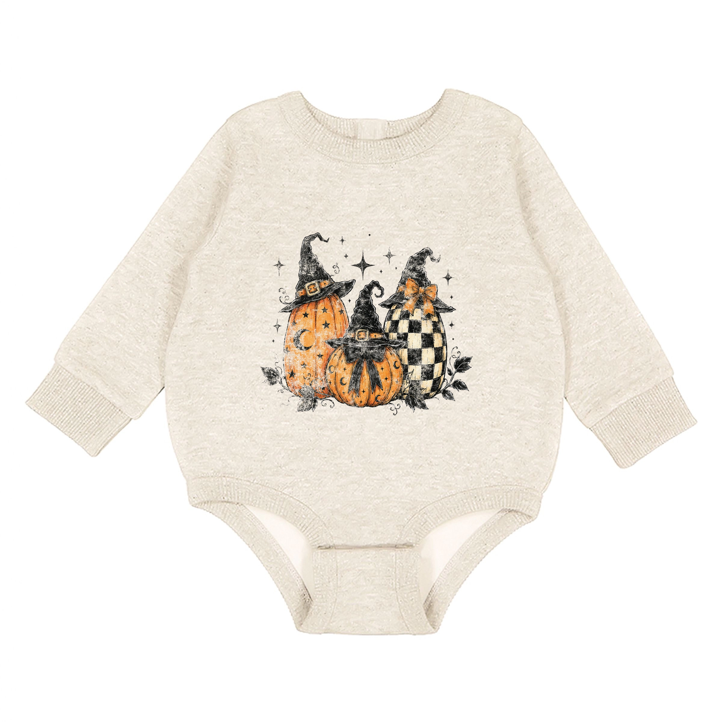 The Juniper Shop - Infant Fleece BodySuit Witch Hat Pumpkins