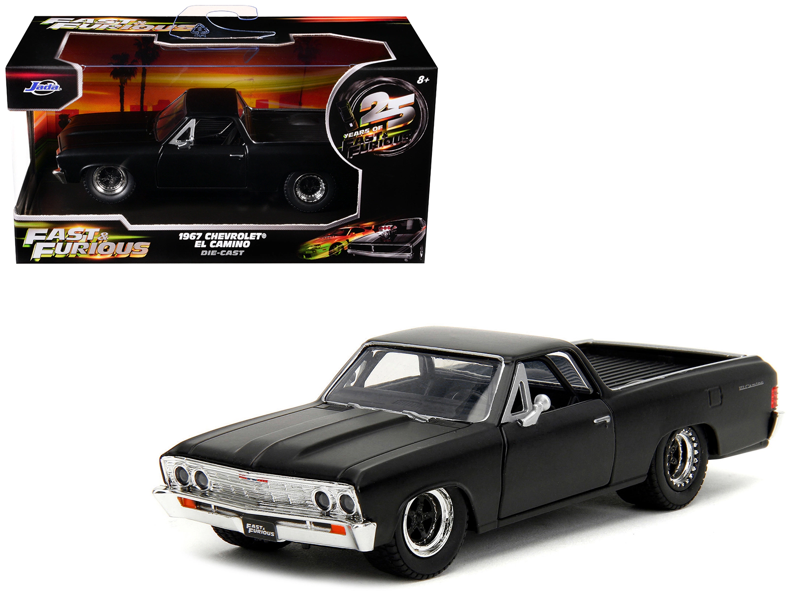 Jada 1967 Chevrolet El Camino Matt Black "Fast & Furious" Series 1/32 Diecast Model Car by Jada