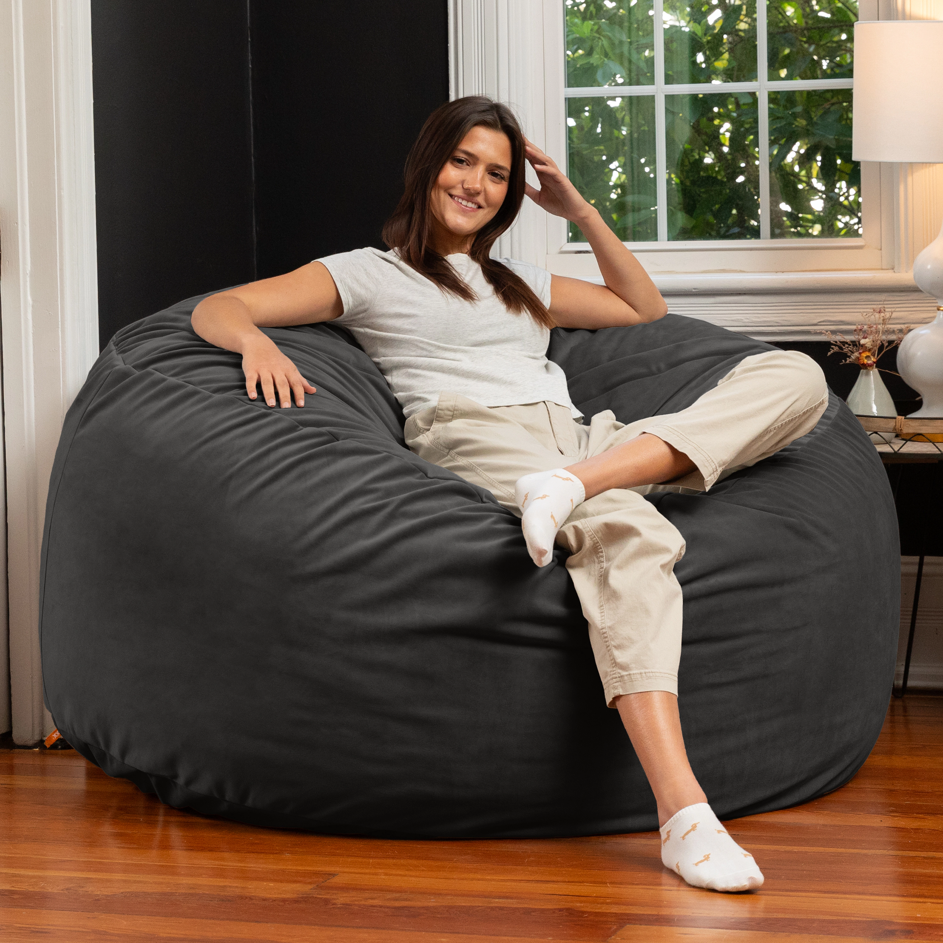 Jaxx 5 Foot Saxx - Large Round Bean Bag Chair for Adults
