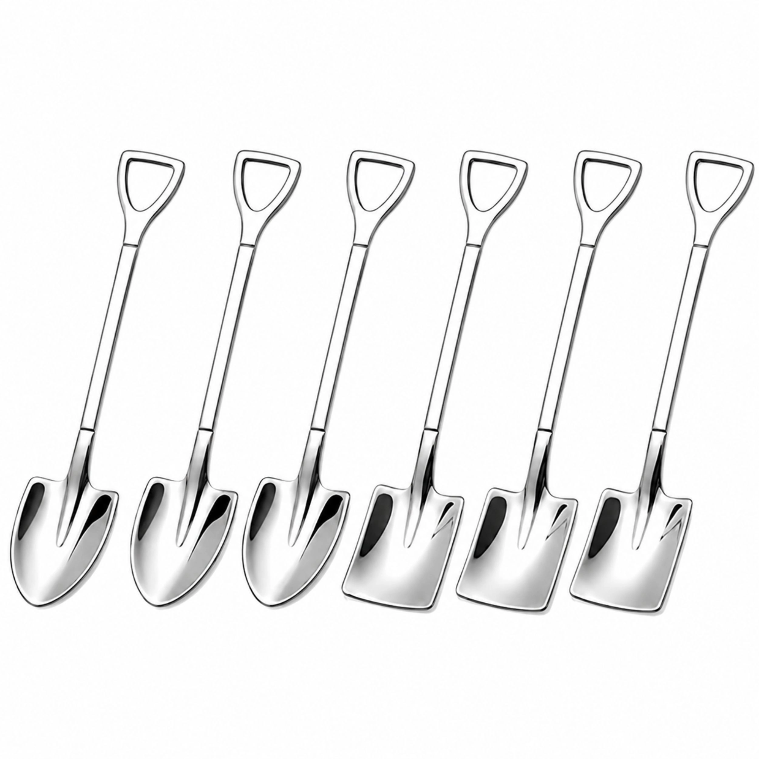 Home Collection 6-Piece Stainless Steel Shovel Teaspoons Coffee Dessert Ice Cream Spoon Set