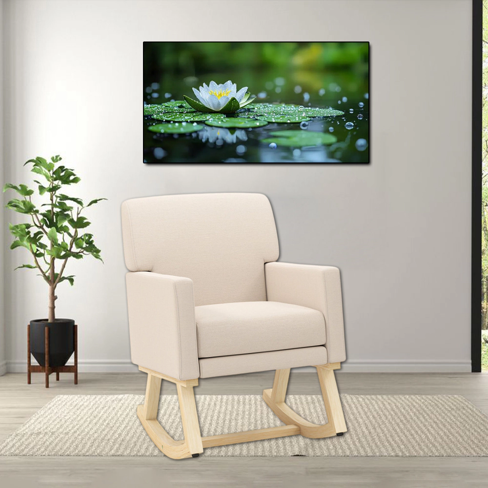 Hivvago Modern Upholstered Rocker Chair with Solid Wood Base