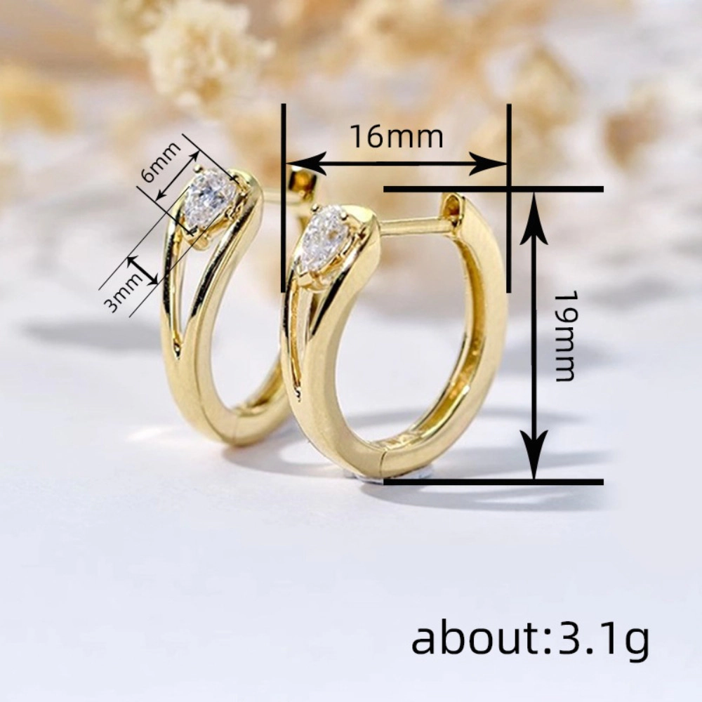 Minimalist Teardrop Cubic Zirconia Hoop Earrings