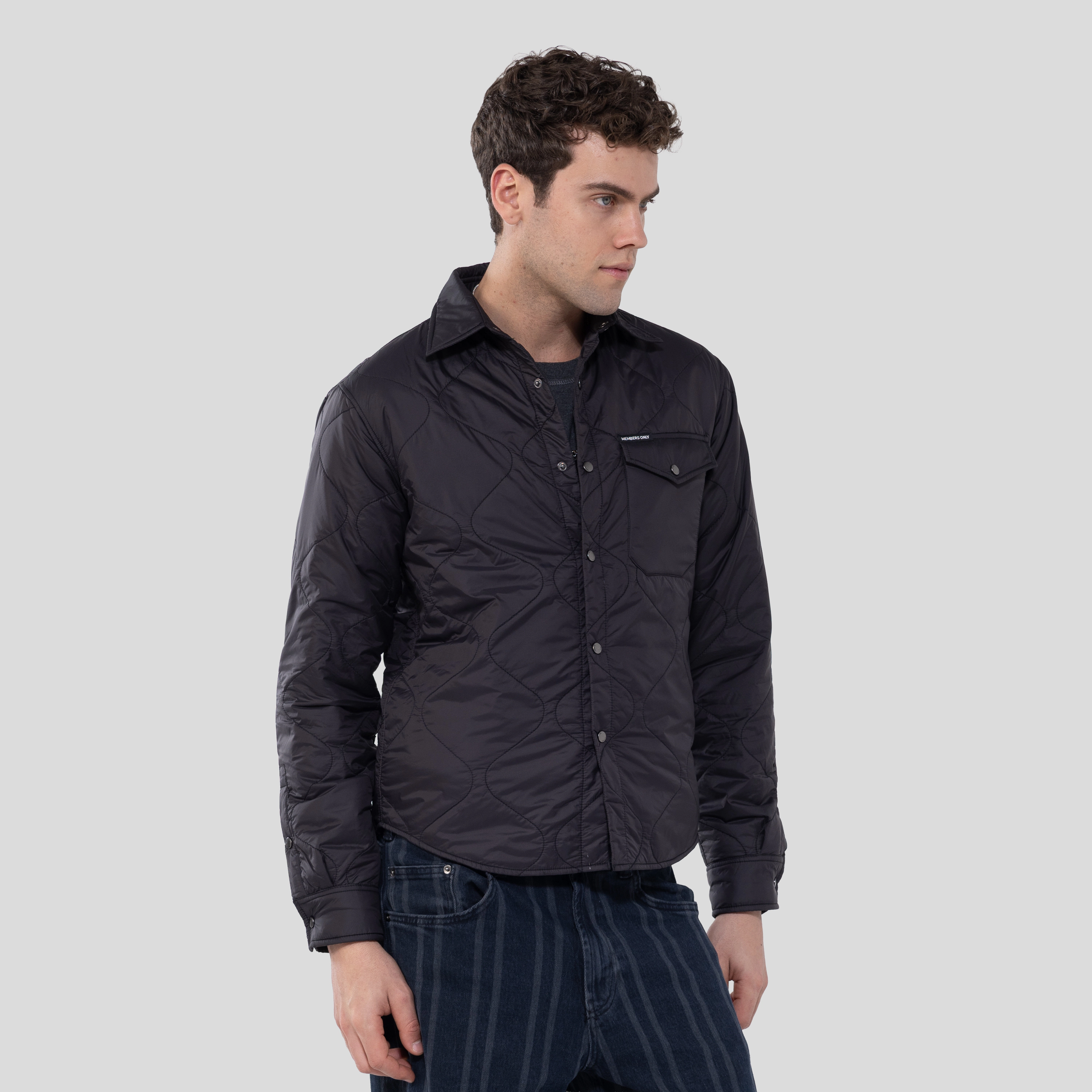 Members Only Men's Quilted Shirt Jacket