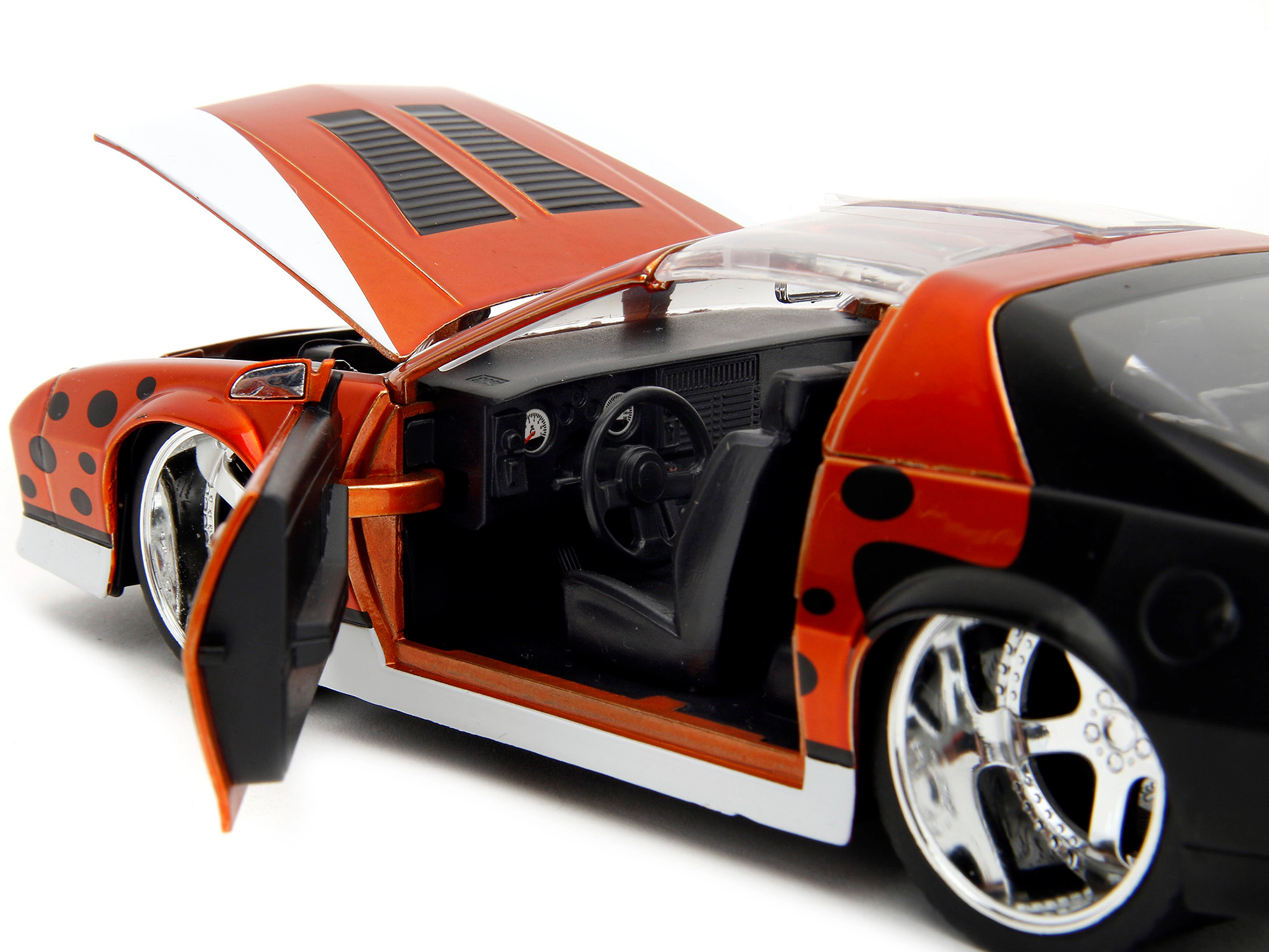 Jada 1985 Chevrolet Camaro Z/28 Orange Metallic with Graphics and Chester Cheetah Diecast Figure "Cheetos"