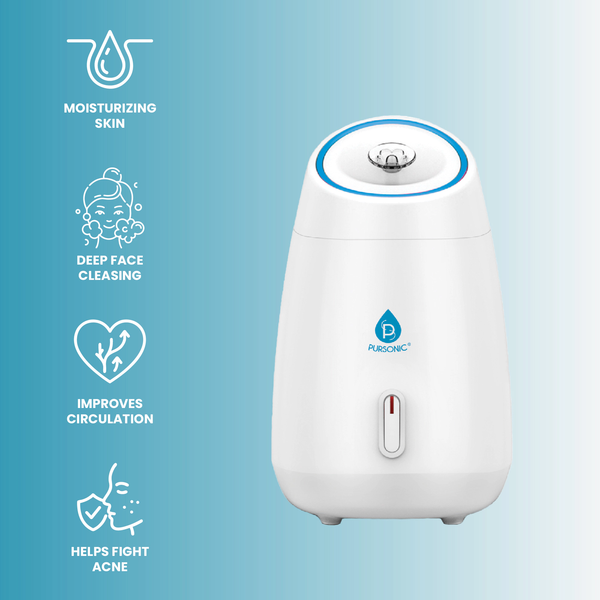 Pursonic Unisex Hydrating Facial Steamer Hot Mist Moisturizing Spa