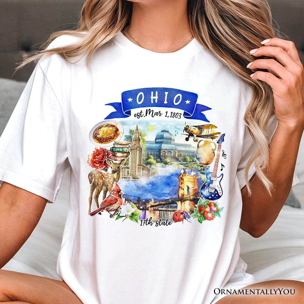 OrnamentallyYou Unisex Artistic Ohio State Themes And Landmarks T-Shirt