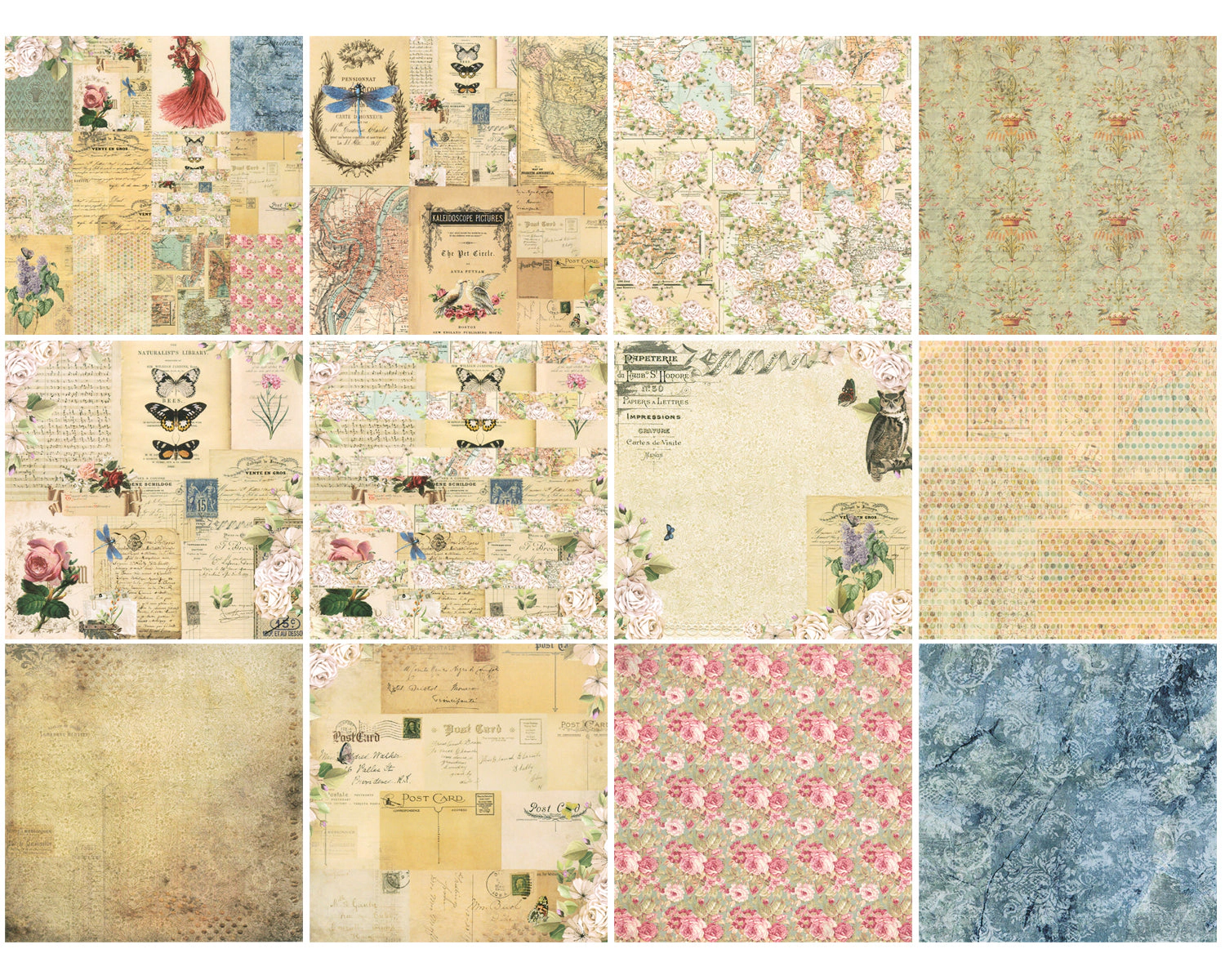 Wrapables 6x6 Decorative Single-Sided Scrapbook Paper for Arts & Crafts, Scrapbooking, Butterflies & Floral Theme