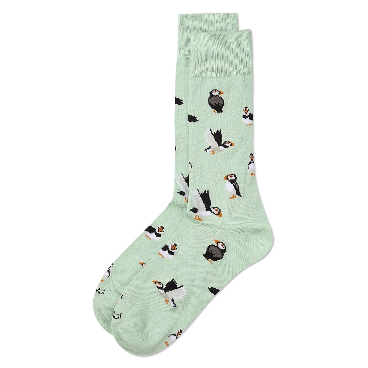 MeMoi Men's Puffin Birds Rayon from Bamboo Crew Socks