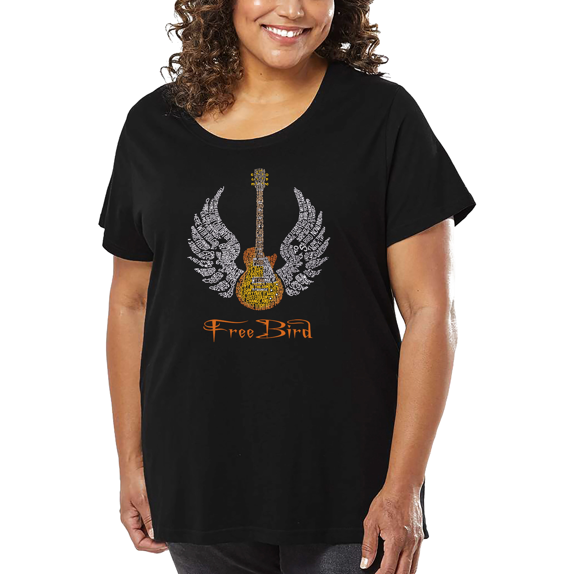 LA Pop Art Women's Plus Word T-Shirt - LYRICS TO FREEBIRD